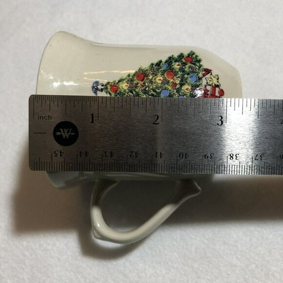 Christmas Tree Mug Set 2 Pair Couple Winter Holiday Ceramic Beige Restaurant - Picture 10 of 10